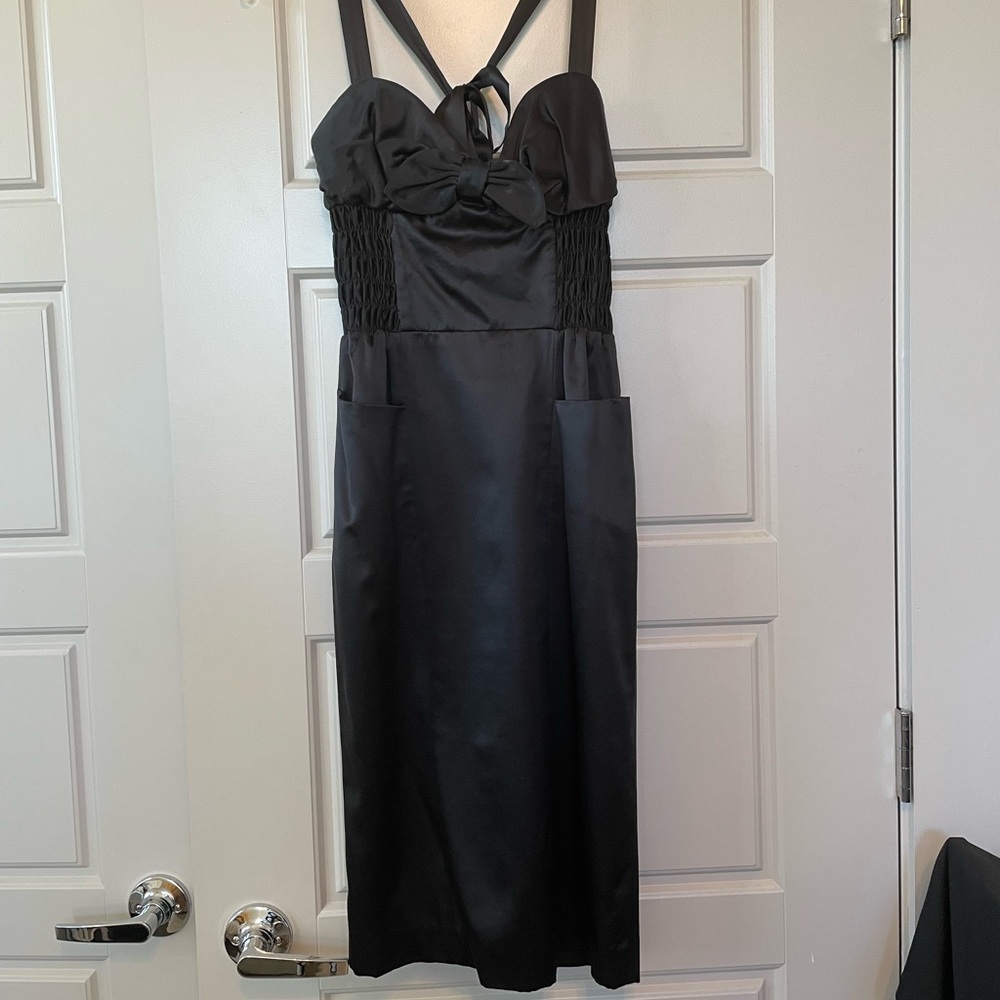 Betsey Johnson Black Satin Dress